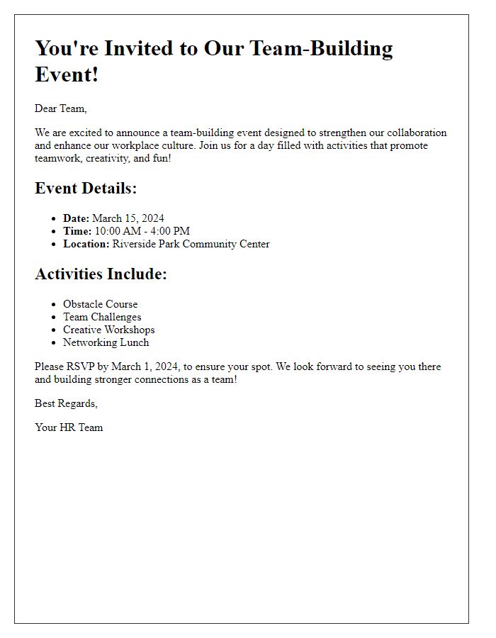 Letter template of team-building event corporate engagement invitation