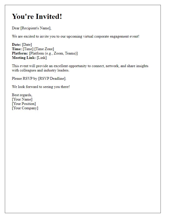 Letter template of virtual corporate engagement invitation