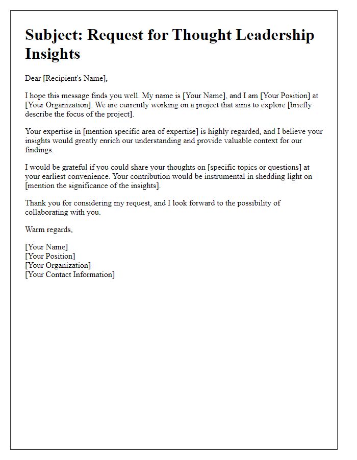 Letter template of appeal for thought leadership insights