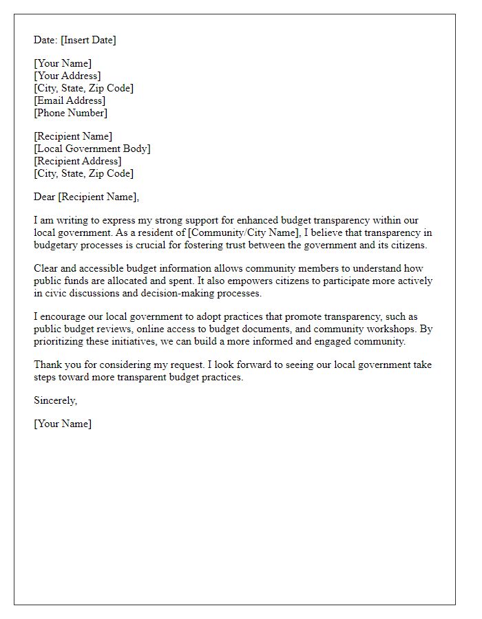 Letter template of expression of support for local government budget transparency