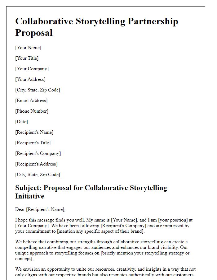 Letter template of collaborative storytelling concept for brands