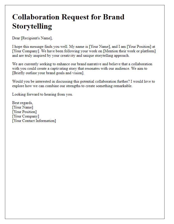 Letter template of creative collaboration request for brand storytelling