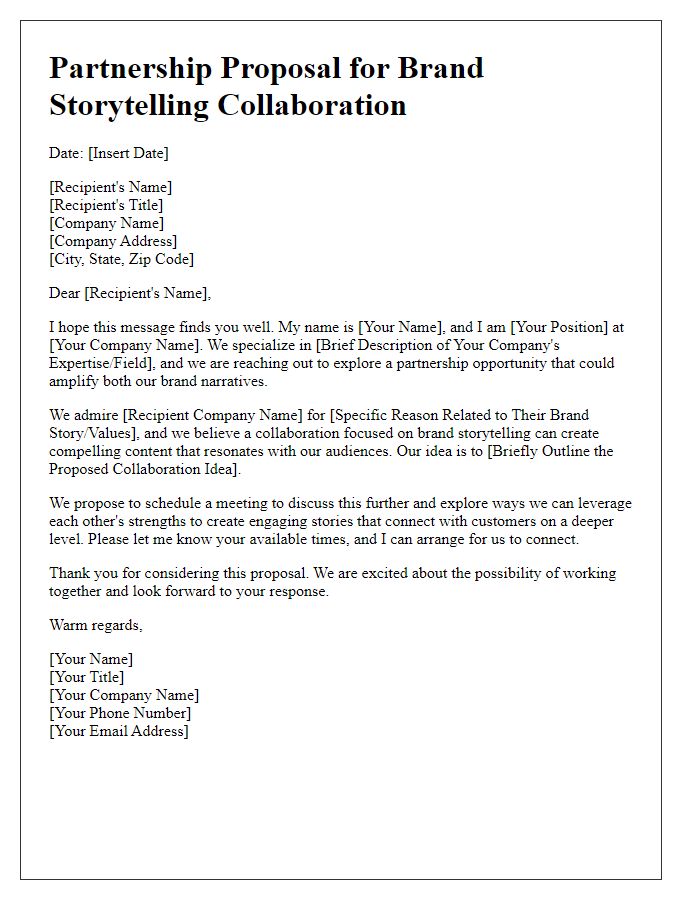 Letter template of partnership proposal for brand storytelling collaboration