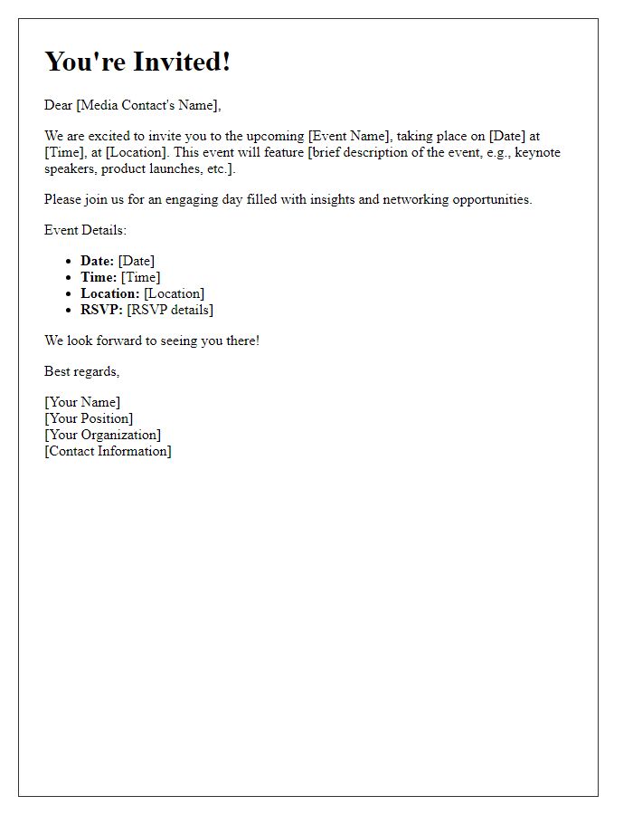 Letter template of media event invitation