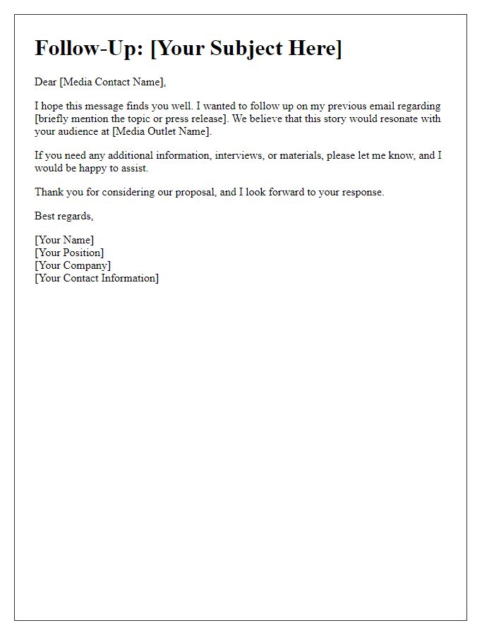 Letter template of media follow-up communication