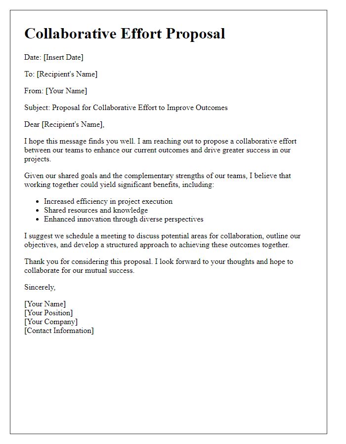 Letter template of collaborative effort suggestion for improved outcomes