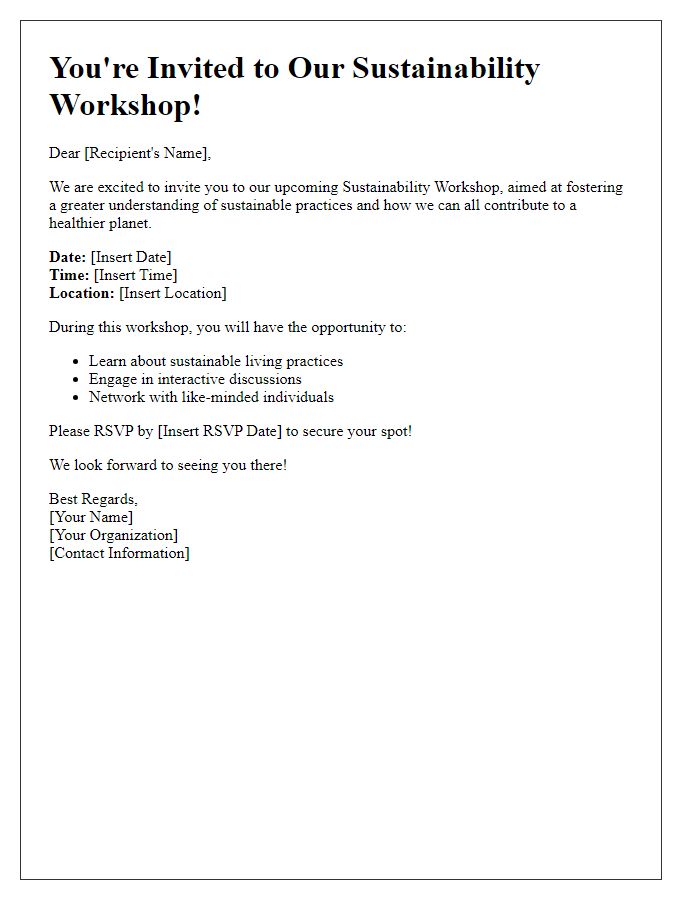 Letter template of sustainability workshop invitation