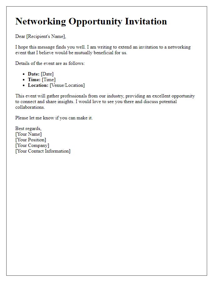 Letter template of networking opportunity invitation