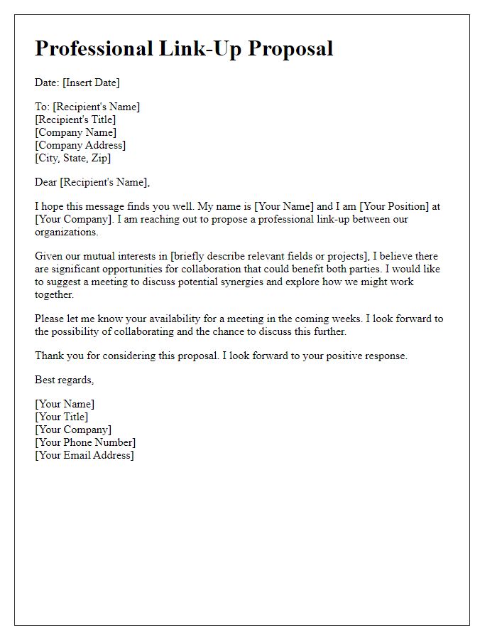 Letter template of professional link-up proposal