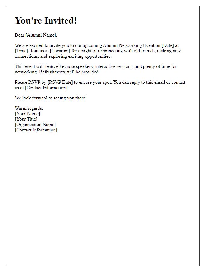 Letter template of Alumni Networking Invitation