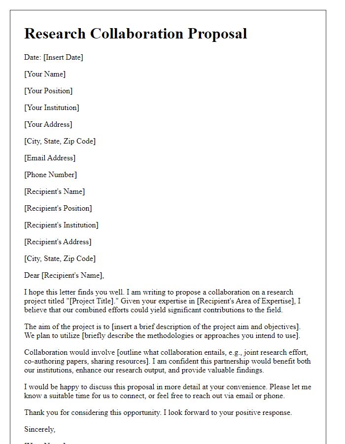 Letter template of research collaboration proposal