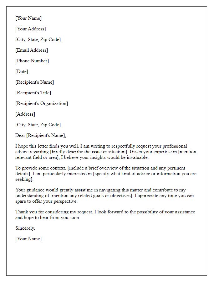 Letter template of appeal for professional advice