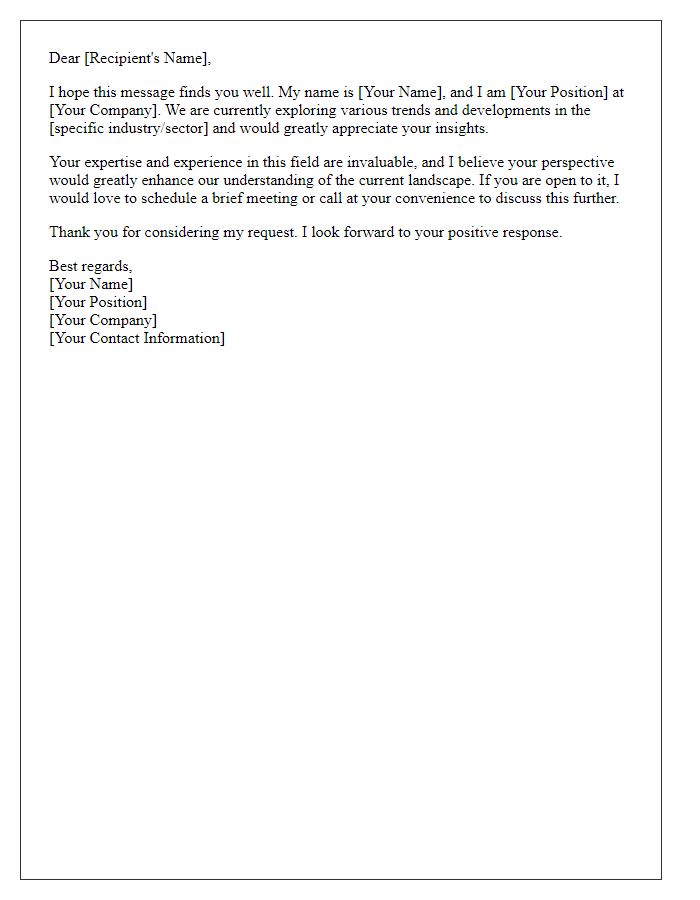 Letter template of request for sharing industry insights