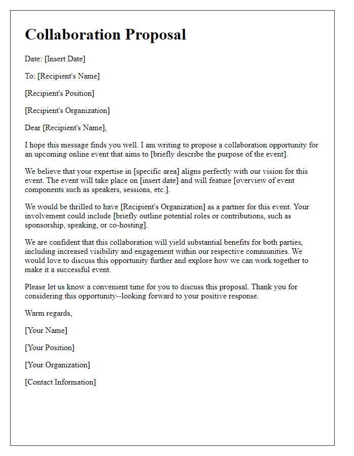 Letter template of collaboration proposal for online event