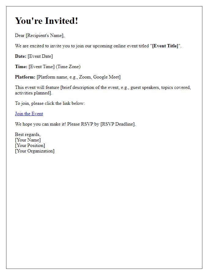 Letter template of invitation to join an online event