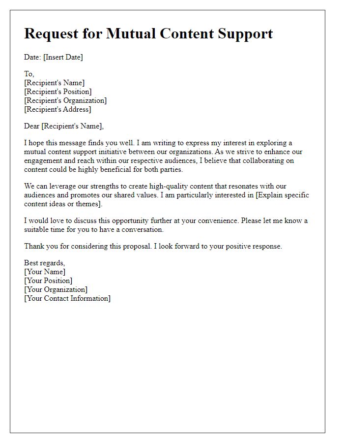 Letter template of request for mutual content support