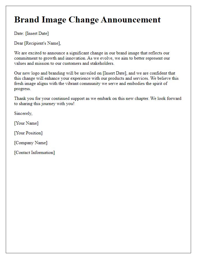 Letter template of brand image change letter