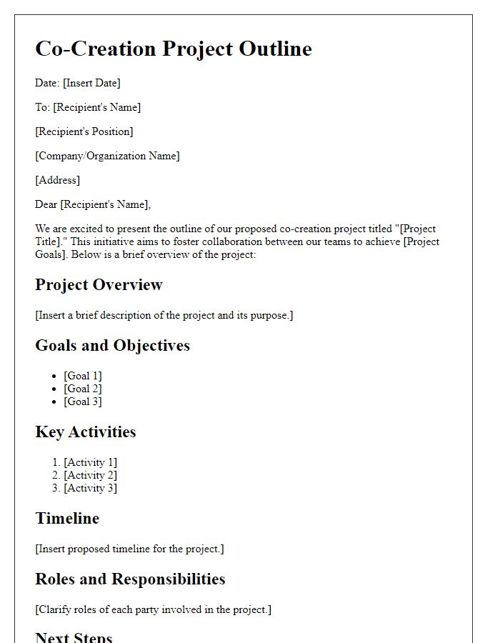 Letter template of co-creation project outline