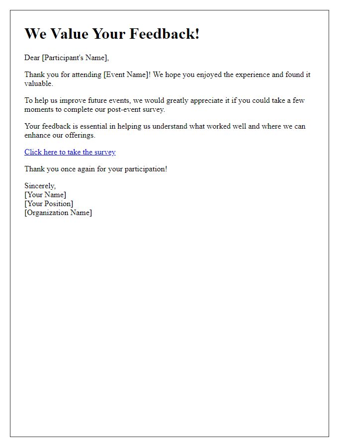 Letter template of post-event survey invitation