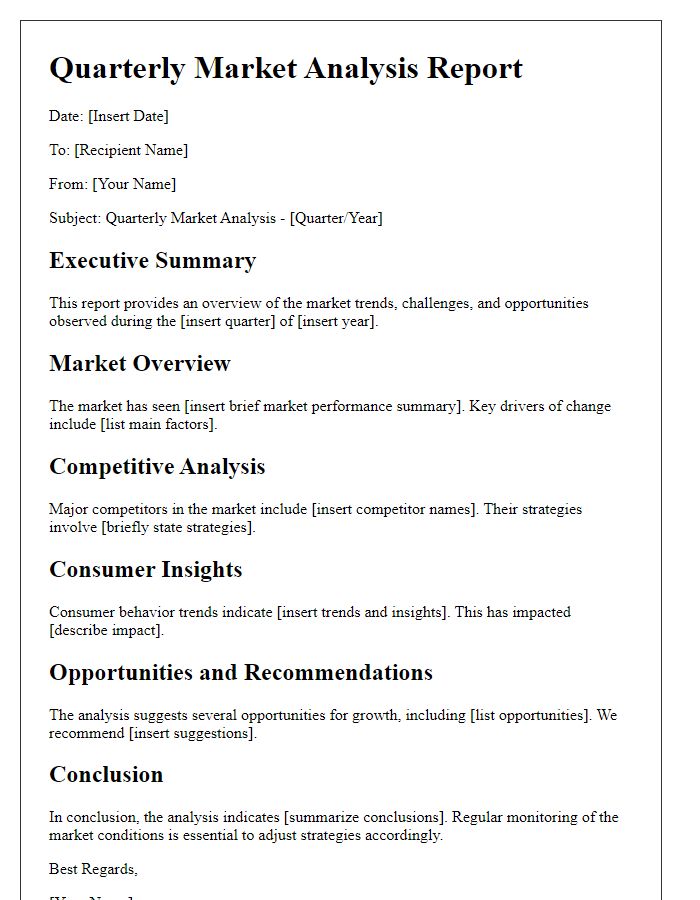 Letter template of quarterly market analysis