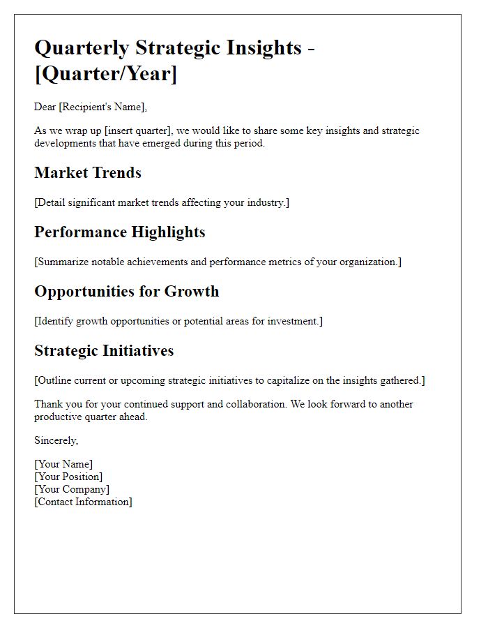 Letter template of quarterly strategic insights