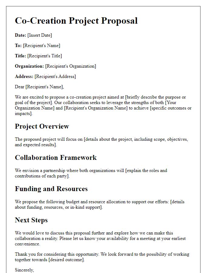 Letter template of co-creation project proposal