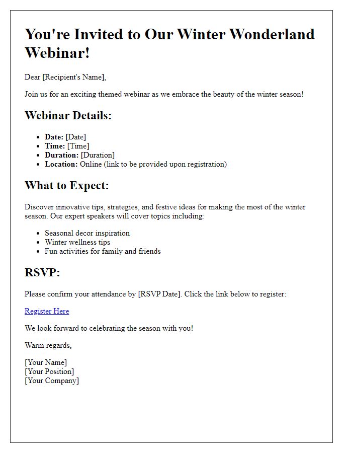 Letter template of a themed webinar invitation for seasonal events