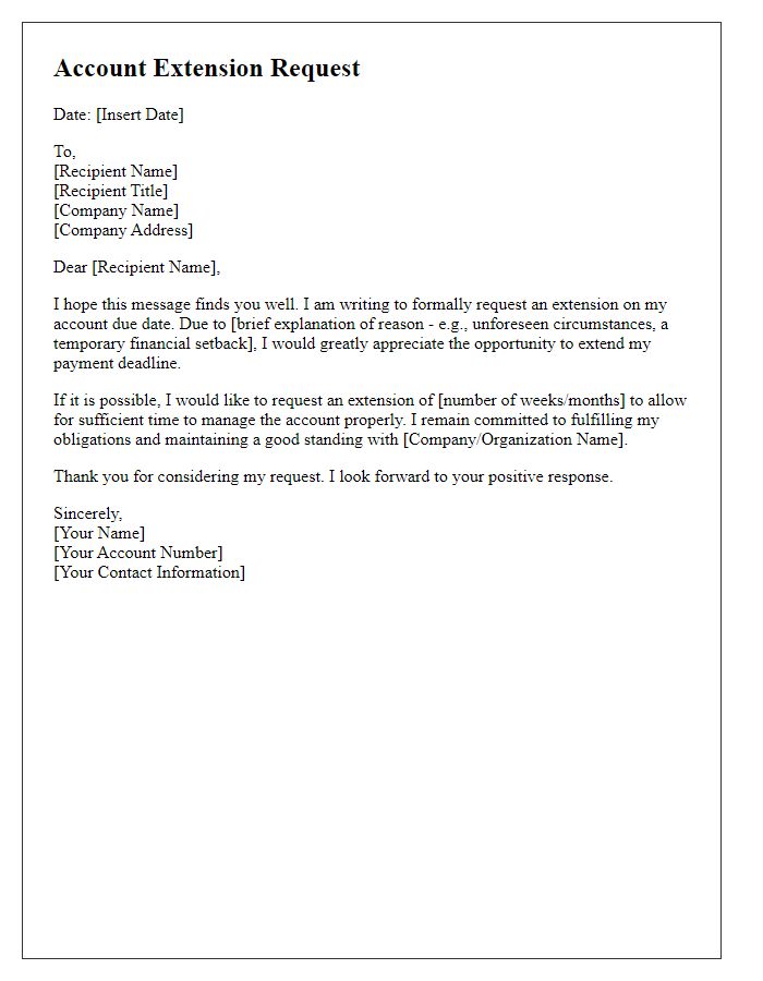Letter template of account extension prompt
