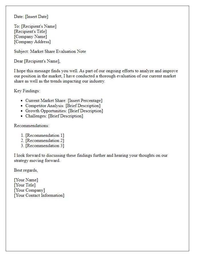 Letter template of market share evaluation note