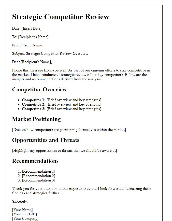 Letter template of strategic competitor review