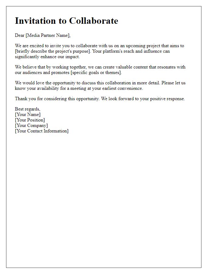 Letter template of media collaboration invitation