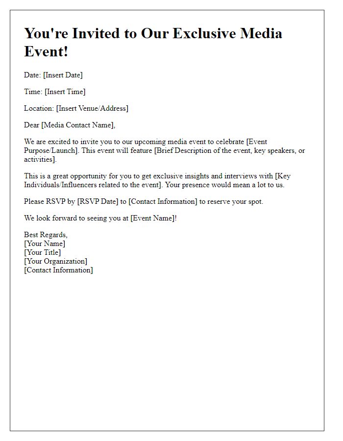 Letter template of media event invitation