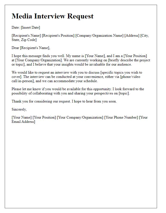 Letter template of media interview request