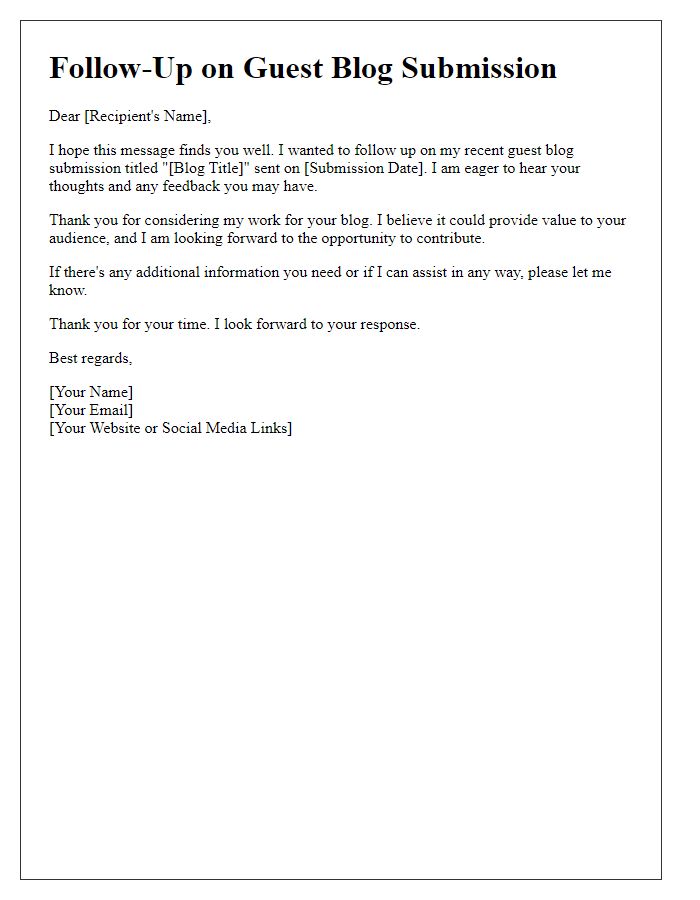 Letter template of follow-up for guest blog submission