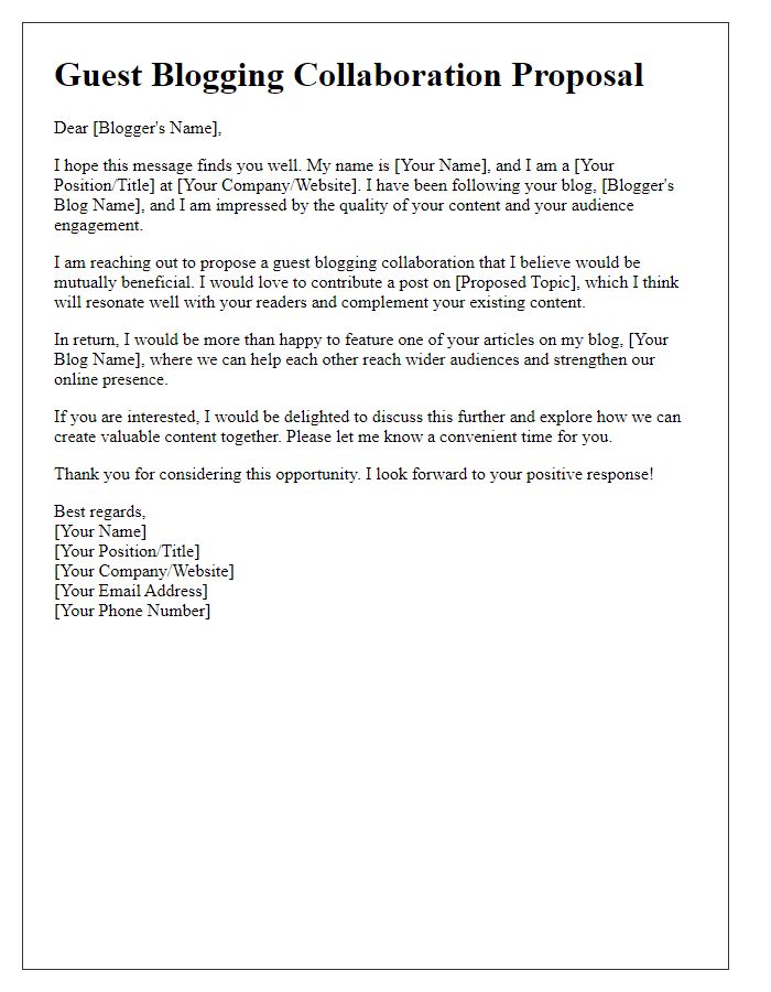 Letter template of introduction for guest blogging alliances