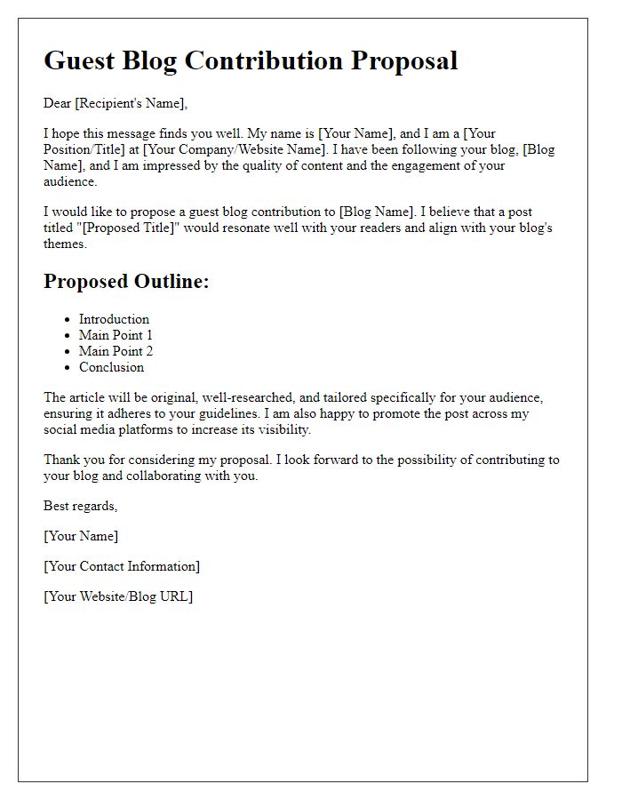 Letter template of proposal for guest blog contribution