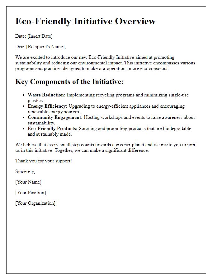 Letter template of eco-friendly initiative overview