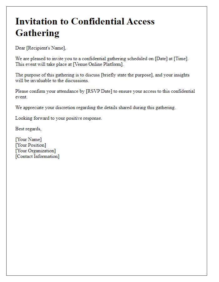 Letter template of invitation to confidential access gathering