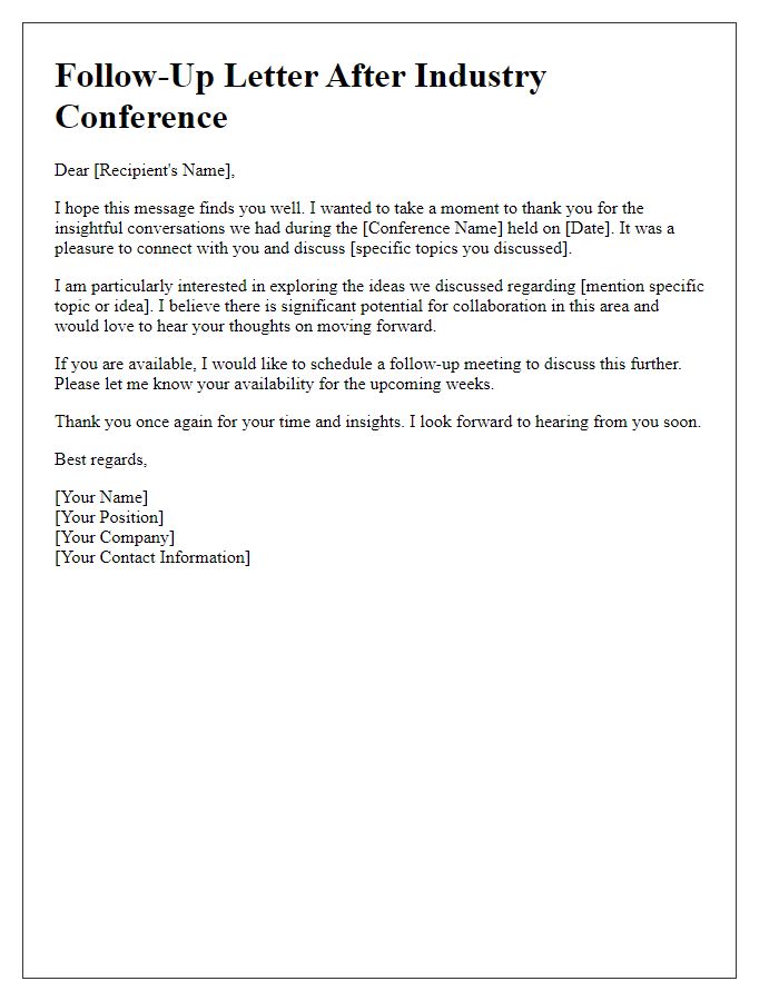 Letter template of follow-up after industry conference participation