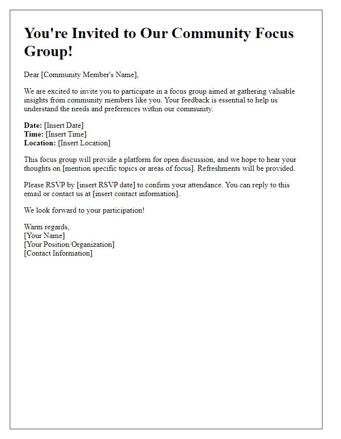 Letter template of invitation for community focus group