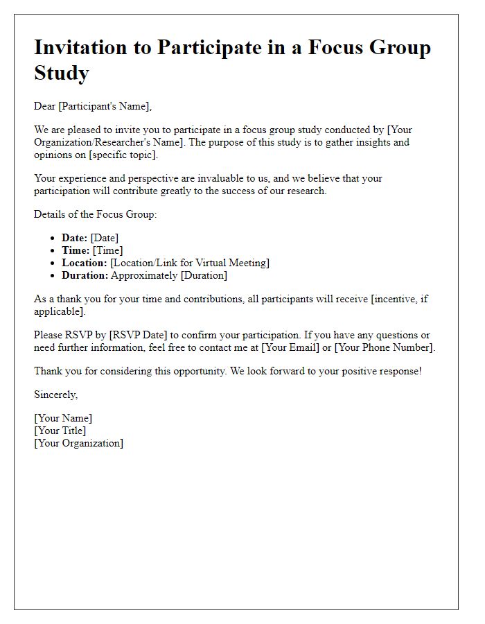 Letter template of invitation for focus group study