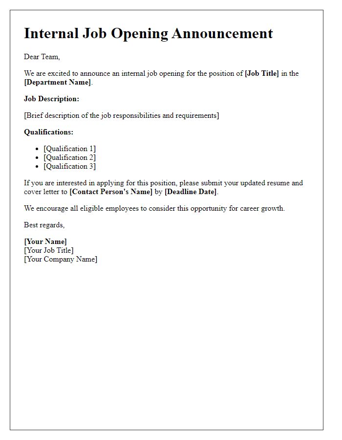 Letter template of internal job opening announcement