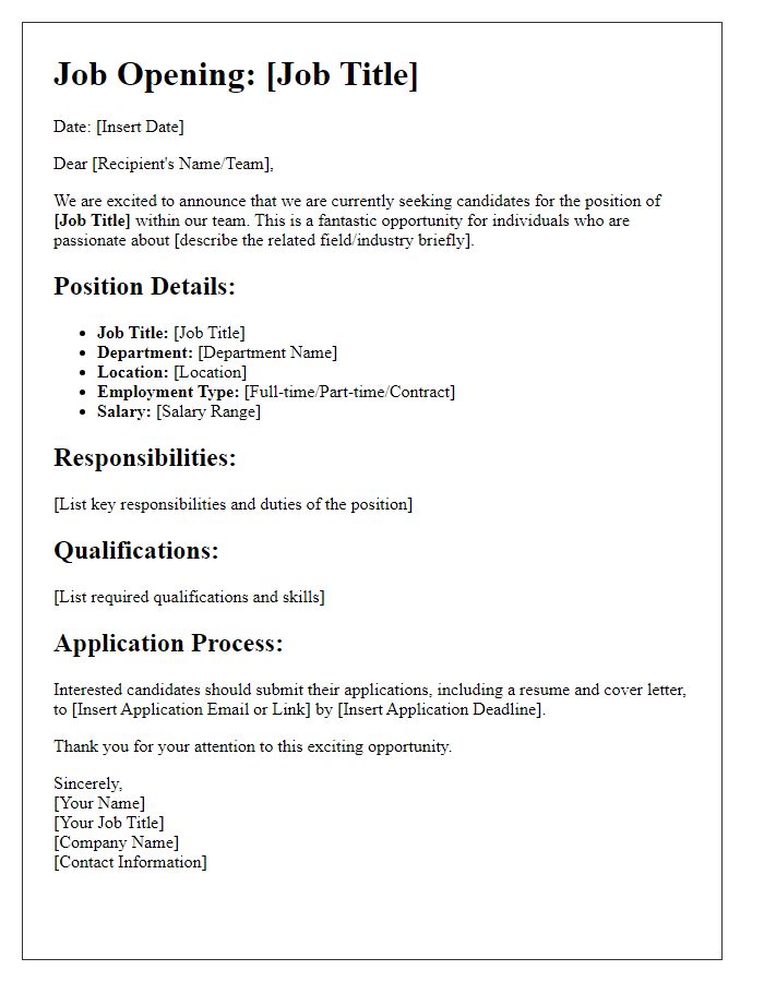 Letter template of recruitment opening notice