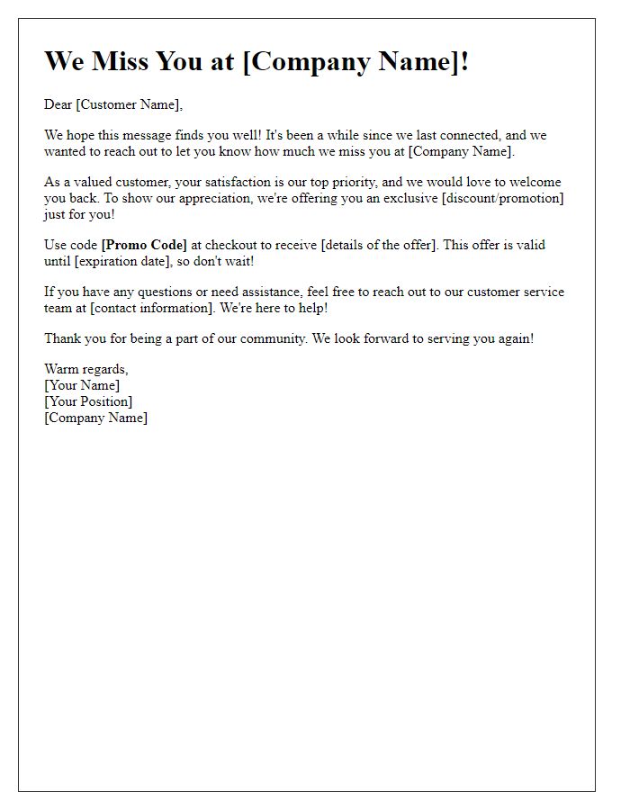 Letter template of Customer Reconnection Campaign