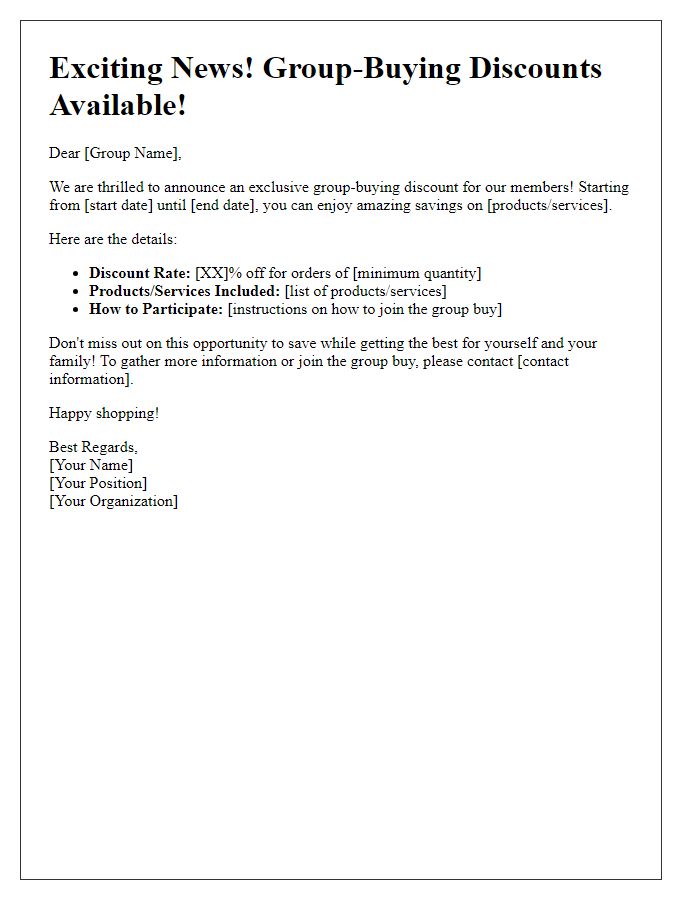 Letter template of announcement for group-buying discounts