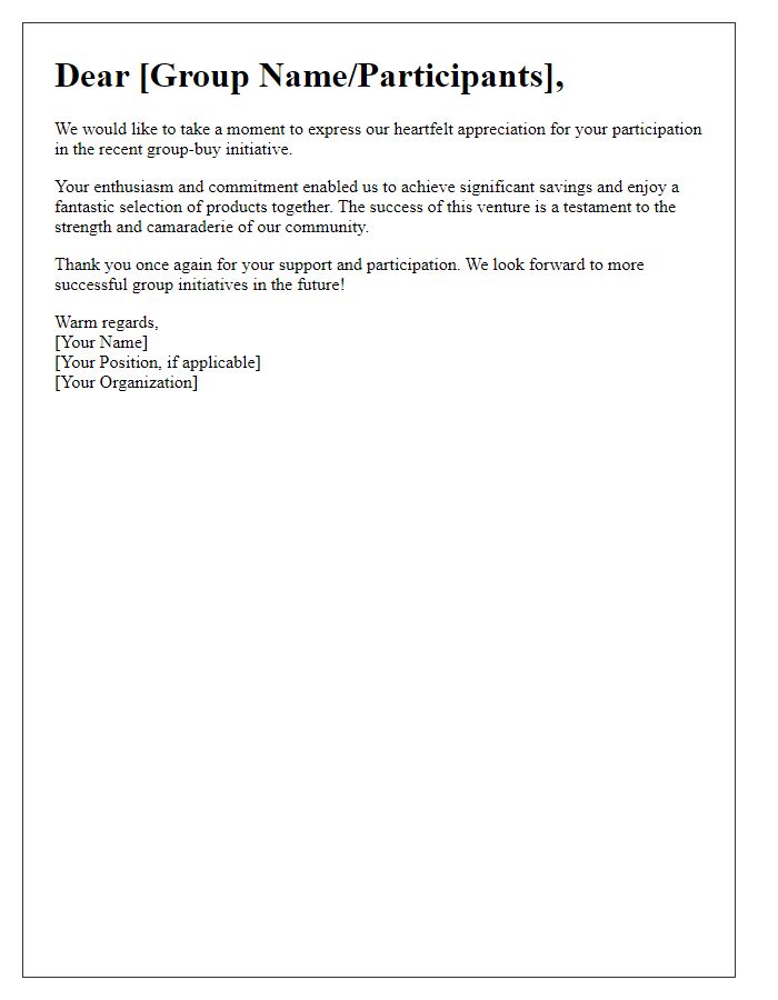 Letter template of appreciation for group-buy participation