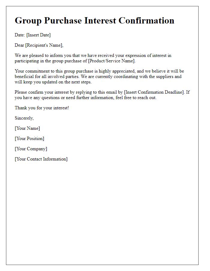 Letter template of interest confirmation for group purchase