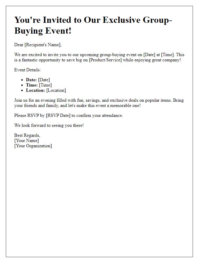 Letter template of invitation for group-buying event