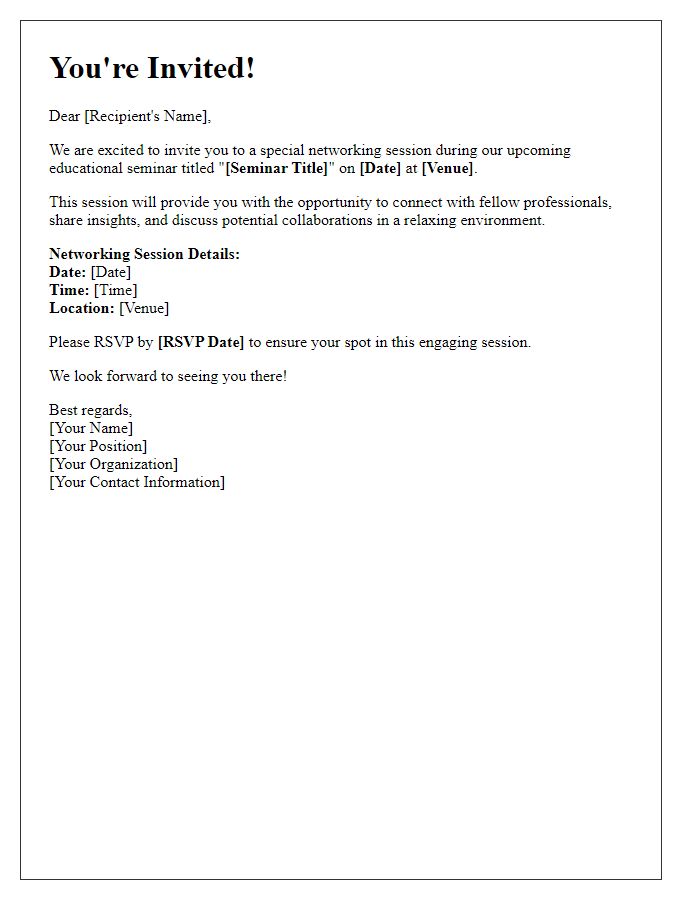 Letter template of invitation to networking session during educational seminar