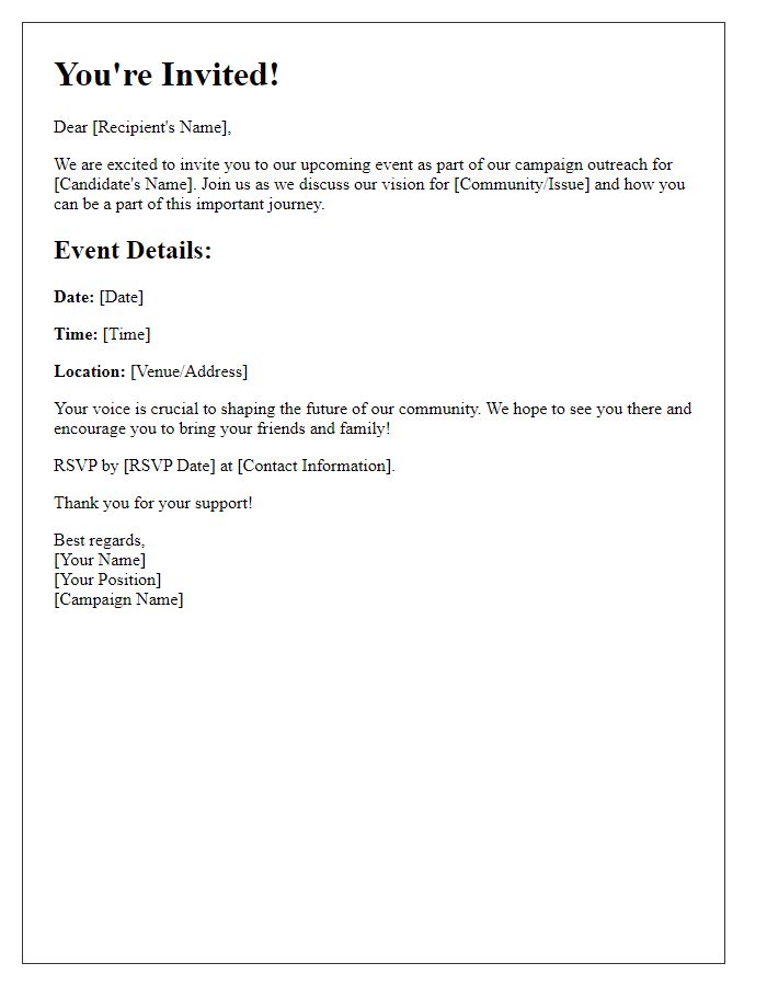 Letter template of event invitation for political campaign outreach